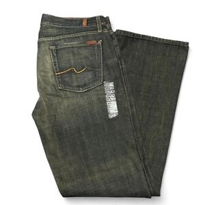 Vintage Y2K Men's 7 For All Mankind Bootcut Dark Wash Jeans - Size 36x35